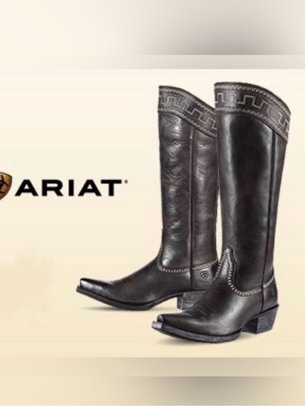 Ariat Sahara Black Leather Western Riding Boots Size 8 B